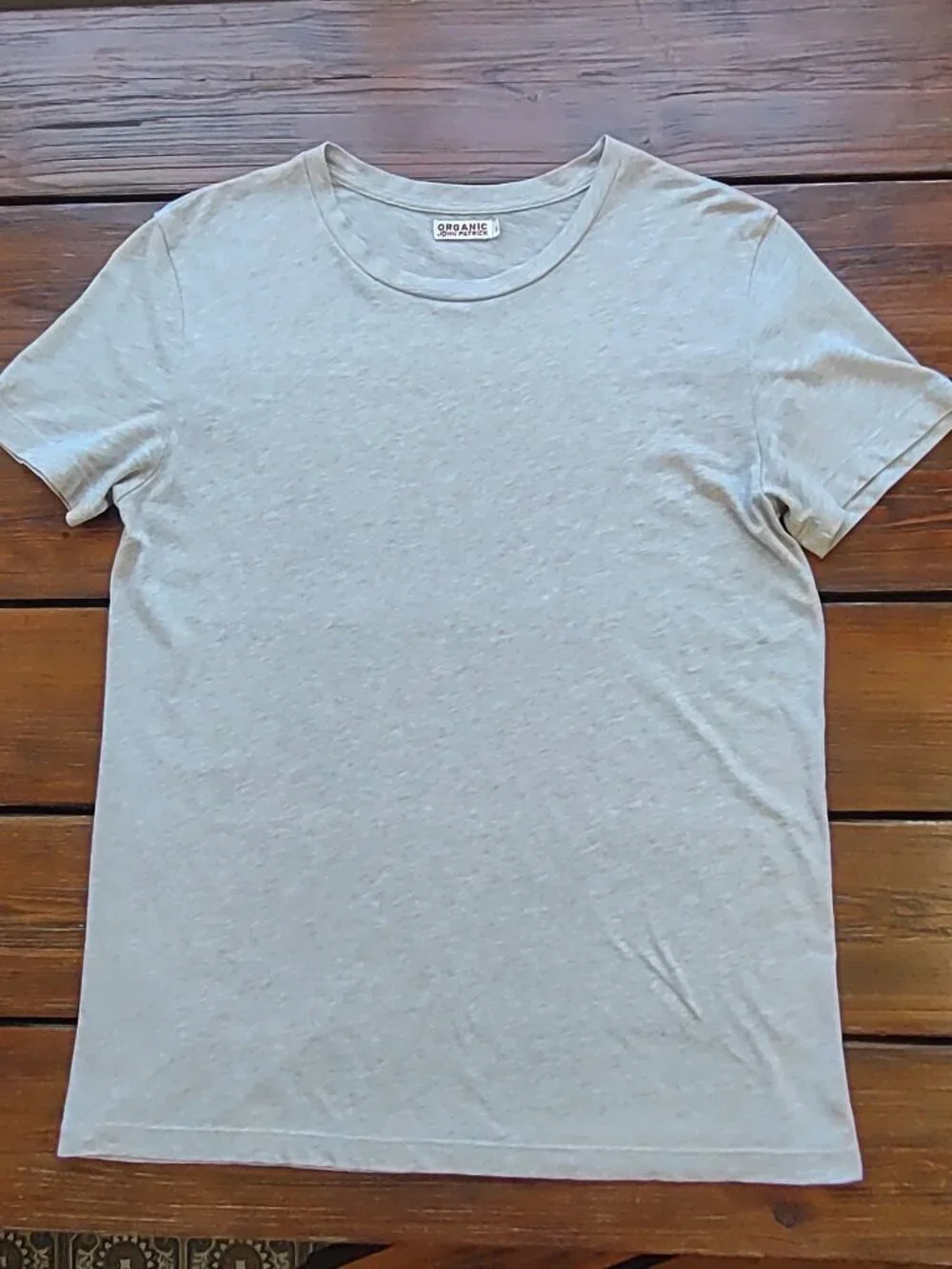 Organic John Patrick Tee Shirt Size Medium Short-Sleeve Shirttail Neutral Tan